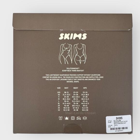 SKIMS Seamless Sculpt Bodysuit L Onyx Scoop Neck Thong Shaper Elevated Basic - Picture 12 of 12